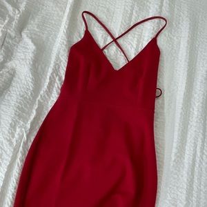 Red body con dress